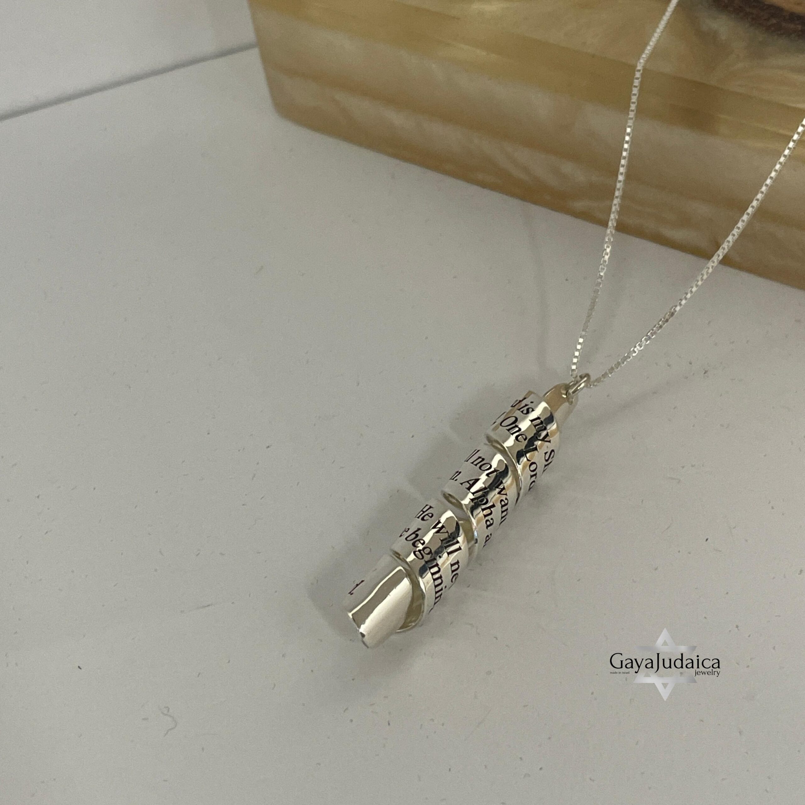 Scroll Necklace, Sterling Silver Engraved Message, 38mm Rolled Pendant Scroll Necklace, Sterling Silver Engraved Message, 38mm Rolled Pendant