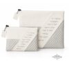 Tallit and Tefillin Bag Set, Two Tone White Gray Faux Leather, Priestly Blessing, 36x29cm - handmade in Israel