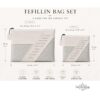 Tallit and Tefillin Bag Set, Two Tone White Gray Faux Leather, Priestly Blessing, 36x29cm - handmade in Israel