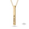 Custom Hebrew Bar Necklace for Men, Sterling Silver Vertical Name Pendant - handmade in Israel