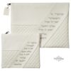 Tallit and Tefillin Bag Set, White Quilted Faux Leather, Embossed Priestly Blessing, 36x29cm - handmade in Israel