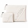 Tallit and Tefillin Bag Set, White Quilted Faux Leather, Embossed Priestly Blessing, 36x29cm - handmade in Israel