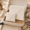Tallit and Tefillin Bag Set, White Quilted Faux Leather, Embossed Priestly Blessing, 36x29cm - handmade in Israel