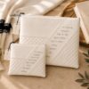 Tallit and Tefillin Bag Set, White Quilted Faux Leather, Embossed Priestly Blessing, 36x29cm - handmade in Israel