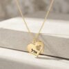 Hebrew Name Necklace 14K Solid Gold, Engraved Heart Pendant 17mm, Yellow or White - handmade in Israel