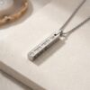 Hebrew Name Necklace, 3D Engraved Bar Pendant, Stainless Steel 36mm, Silver Gold or Rose - handmade in Israel