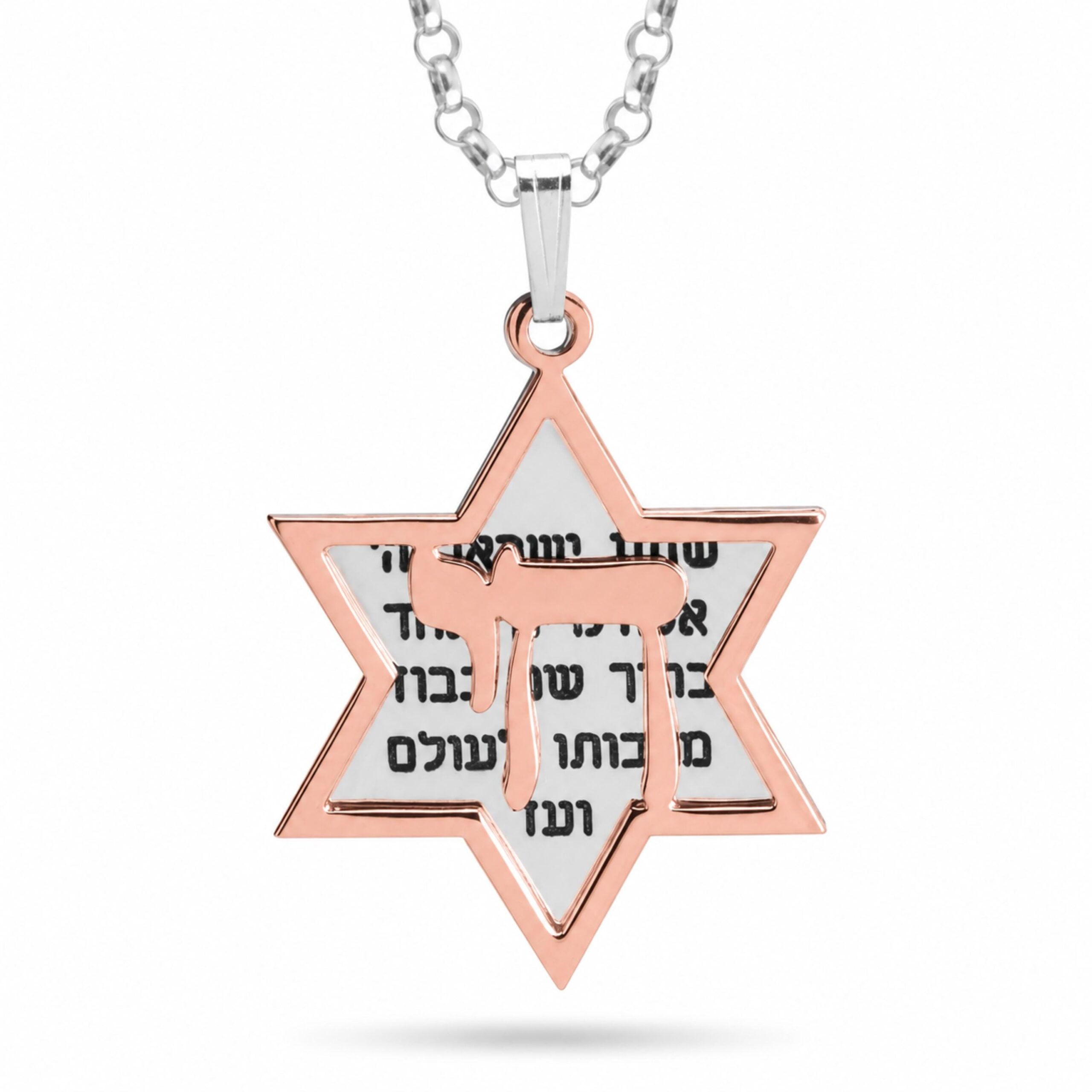 Gold Vermeil Star of David Necklace, Hebrew Verse Pendant in Sterling Silver Gold Vermeil Star of David Necklace, Hebrew Verse Pendant in Sterling Silver