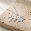 Gold Vermeil Star of David Necklace, Hebrew Verse Pendant in Sterling Silver - handmade in Israel
