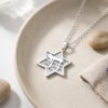 Gold Vermeil Star of David Necklace, Hebrew Verse Pendant in Sterling Silver - handmade in Israel
