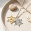 Gold Vermeil Star of David Necklace, Hebrew Verse Pendant in Sterling Silver - handmade in Israel