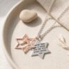 Gold Vermeil Star of David Necklace, Hebrew Verse Pendant in Sterling Silver - handmade in Israel