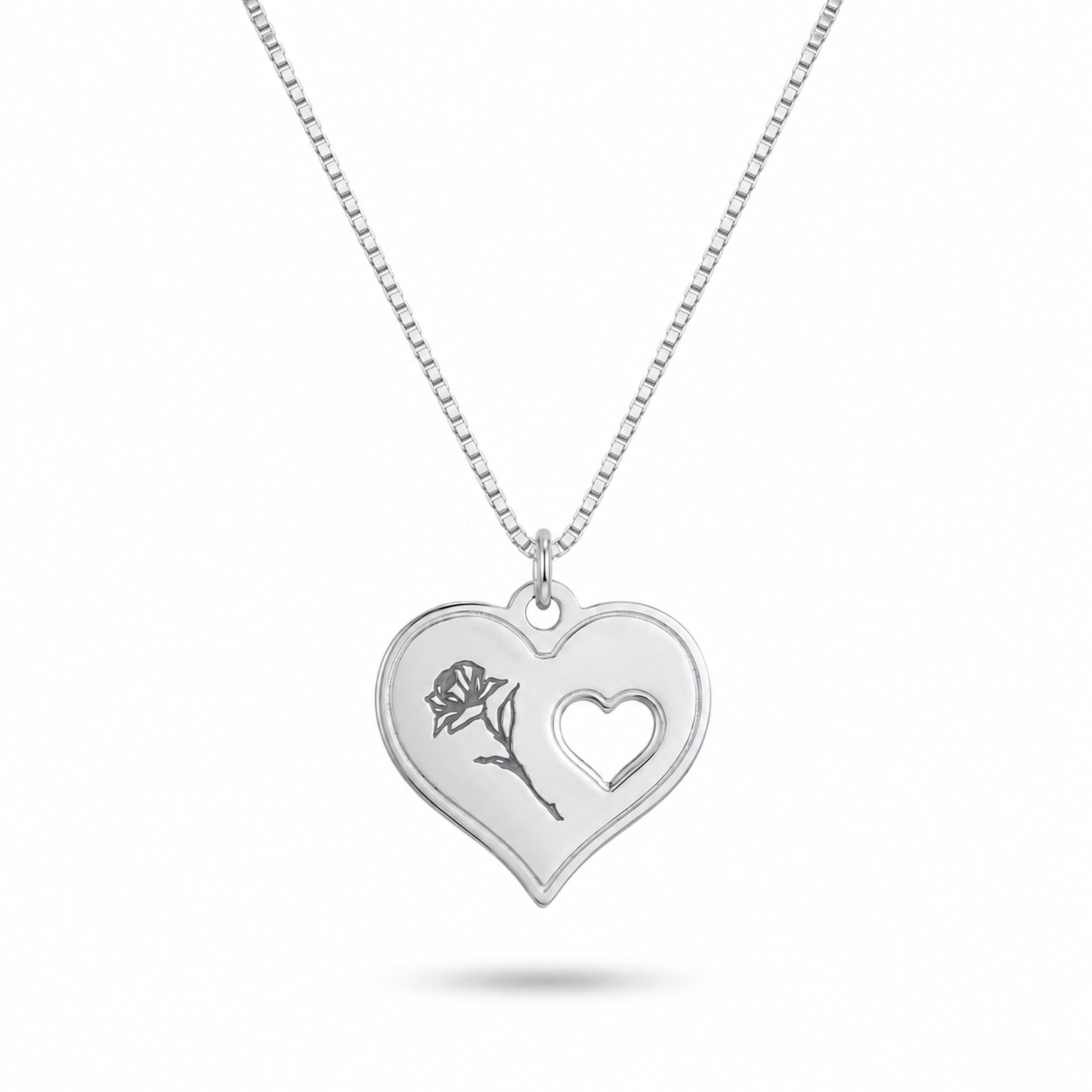 14K Gold Rose Heart Necklace, Symbolic Love Pendant 14K Gold Rose Heart Necklace, Symbolic Love Pendant
