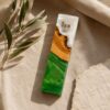 Green and White Epoxy Olive Wood Mezuzah Case, 15cm Jewish Doorpost, Made in Israel - handmade in Israel