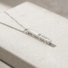 Hebrew Name Necklace, 3D Engraved Bar Pendant, Stainless Steel 36mm, Silver Gold or Rose - handmade in Israel