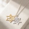 Gold Vermeil Star of David Necklace, Hebrew Verse Pendant in Sterling Silver - handmade in Israel