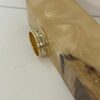 14K Solid Gold Engraved Wedding Band, Two Diamonds, Love is Love Message - handmade in Israel