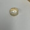 14K Solid Gold Engraved Wedding Band, Two Diamonds, Love is Love Message - handmade in Israel