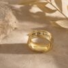 14K Solid Gold Engraved Wedding Band, Two Diamonds, Love is Love Message - handmade in Israel