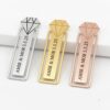 Personalized Bookmark Sterling Silver or Gold Plated, Diamond Shape 66mm, Hebrew and English Engraved - handmade in Israel