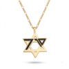 October 7 Star of David pendant in 24K gold plated sterling silver with black enamel date