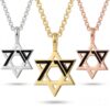 October 7 Star of David necklaces side by side in sterling silver, 24K gold plated and rose gold plated