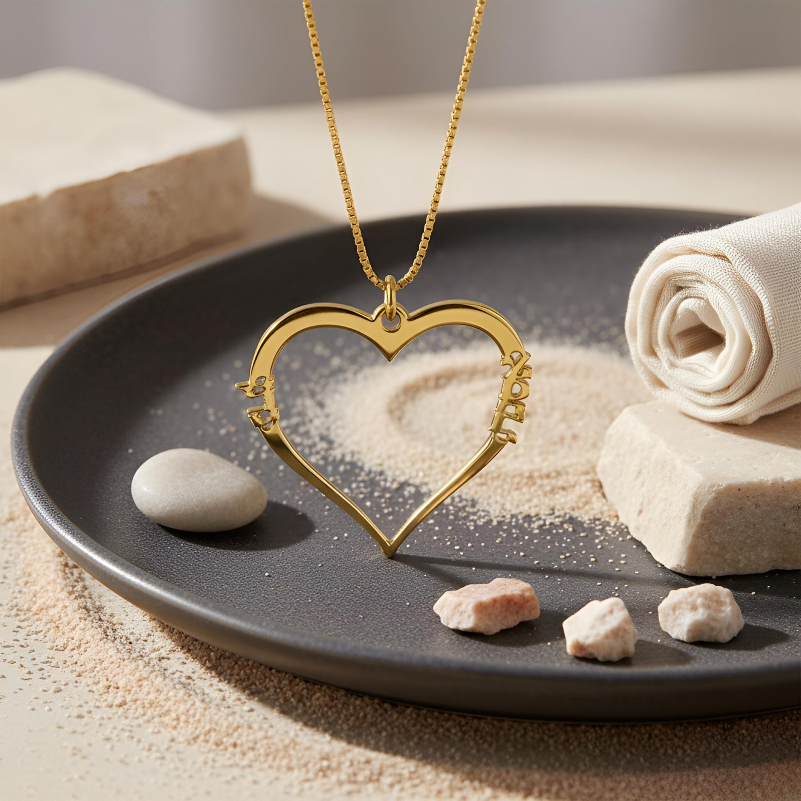 14K Gold Hebrew Name Heart Necklace, Two Kids' Names 14K Gold Hebrew Name Heart Necklace, Two Kids' Names