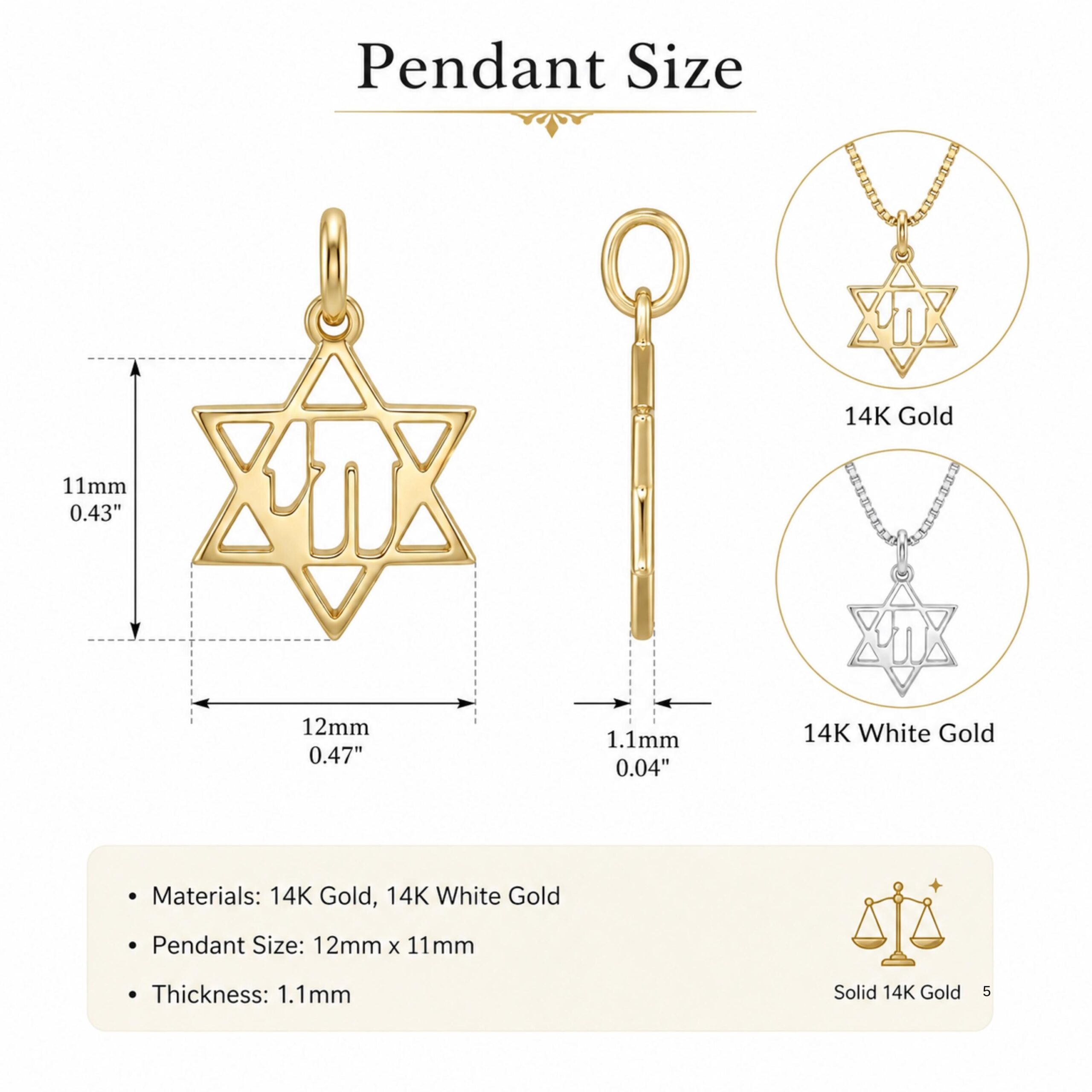 14K Gold Chai Star of David Necklace, Handmade Israeli Jewish Pendant 14K Gold Chai Star of David Necklace, Handmade Israeli Jewish Pendant