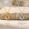14K Gold Chai Star of David Necklace, Handmade Israeli Jewish Pendant - handmade in Israel