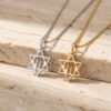14K Gold Chai Star of David Necklace, Handmade Israeli Jewish Pendant - handmade in Israel