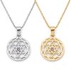 Solid 14K gold Star of David birthstone pendant, handmade in Israel