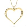 14K Gold Hebrew Name Heart Necklace with Two Kids' Names - handmade in Israel