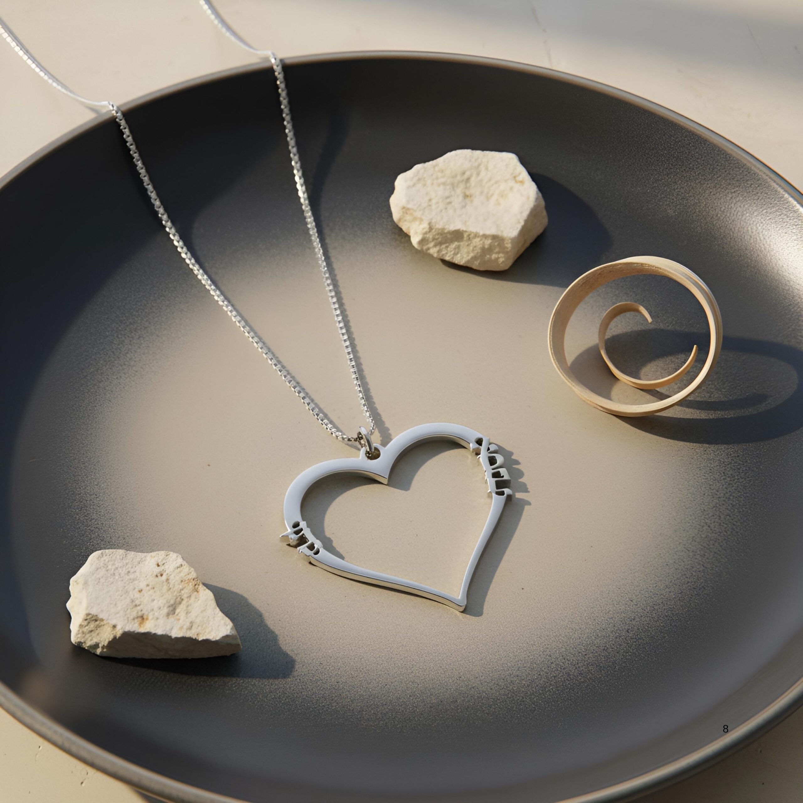 14K Gold Hebrew Name Heart Necklace, Two Kids' Names 14K Gold Hebrew Name Heart Necklace, Two Kids' Names