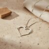 14K Gold Hebrew Name Heart Necklace with Two Kids' Names - handmade in Israel