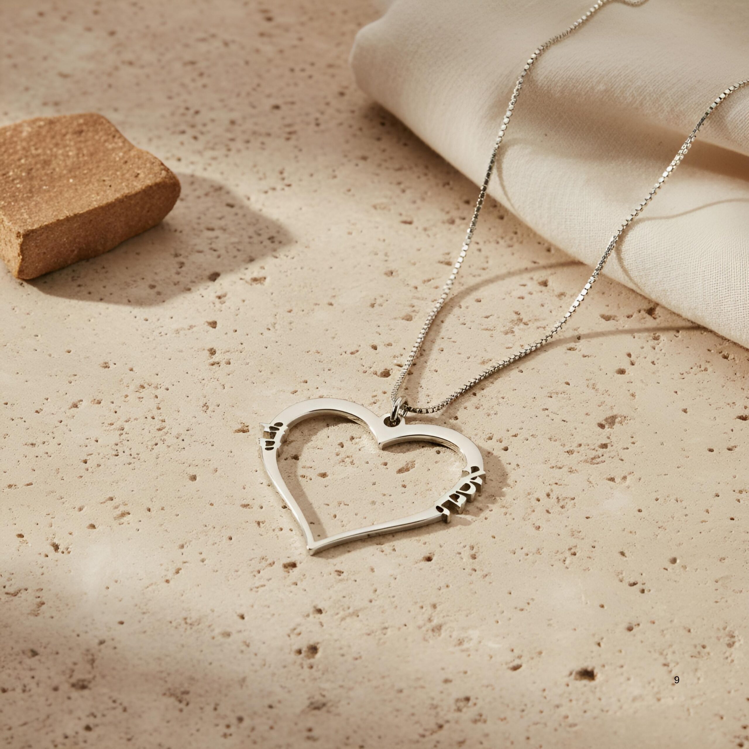 14K Gold Hebrew Name Heart Necklace, Two Kids' Names 14K Gold Hebrew Name Heart Necklace, Two Kids' Names