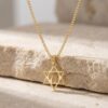 14K Gold Chai Star of David Necklace, Handmade Israeli Jewish Pendant - handmade in Israel