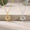 14K Gold Chai Star of David Necklace, Handmade Israeli Jewish Pendant - handmade in Israel