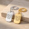 Gold Dog Tag Necklace 14K Solid, Hebrew Priestly Blessing Engraved, 24mm Yellow or White - handmade in Israel