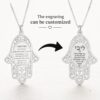 Sterling Silver Hamsa Necklace: Personalized Hebrew or English Engraving - handmade in Israel
