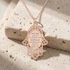 Sterling Silver Hamsa Necklace: Personalized Hebrew or English Engraving - handmade in Israel