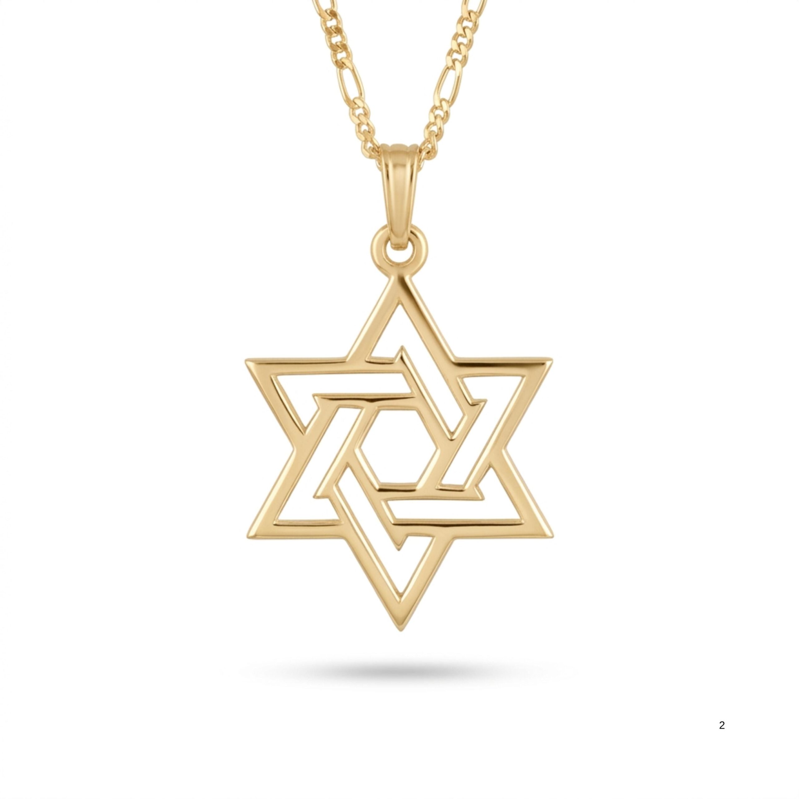 Sterling Silver Geometric Star of David Necklace, Handmade in Israel Sterling Silver Geometric Star of David Necklace, Handmade in Israel