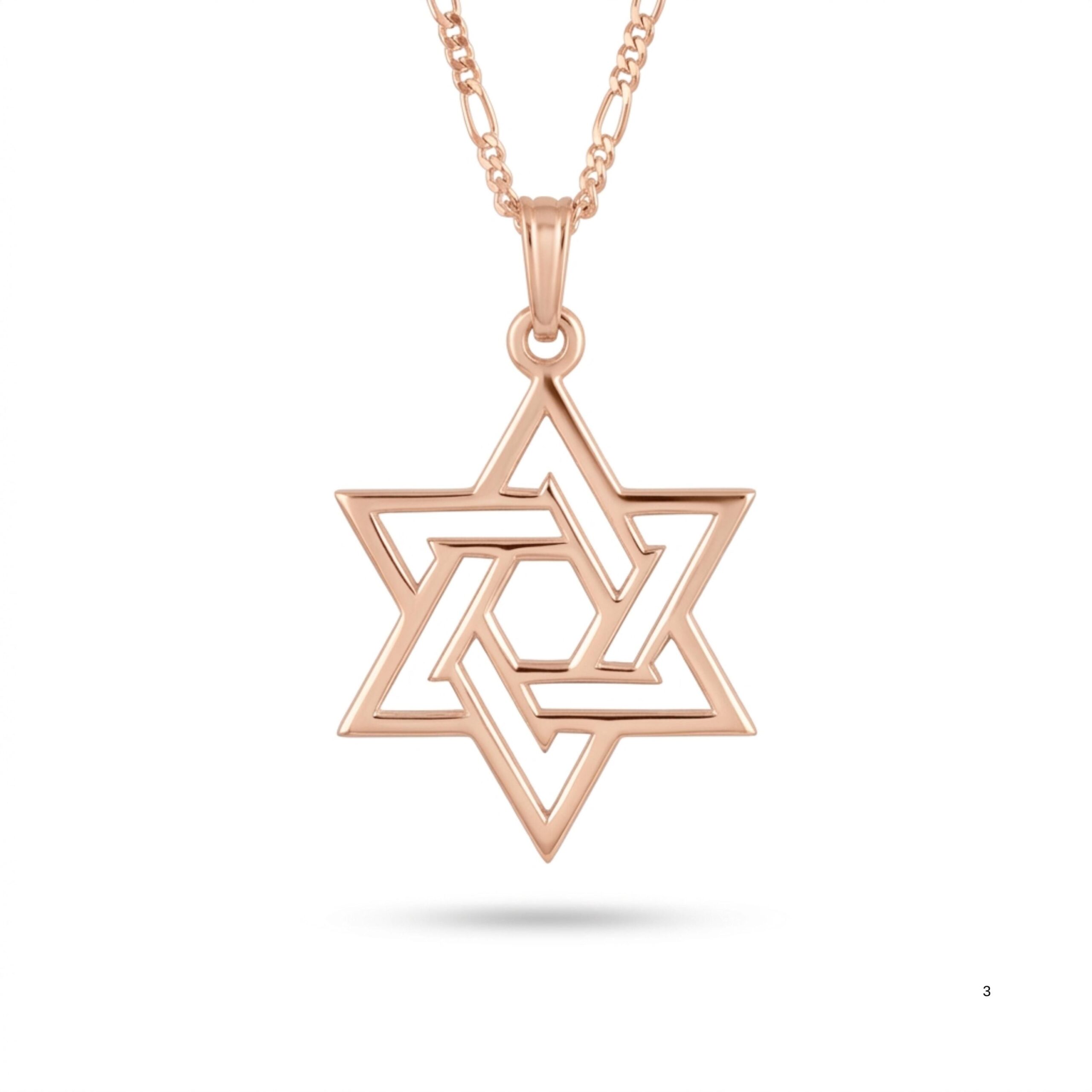 Sterling Silver Geometric Star of David Necklace, Handmade in Israel Sterling Silver Geometric Star of David Necklace, Handmade in Israel