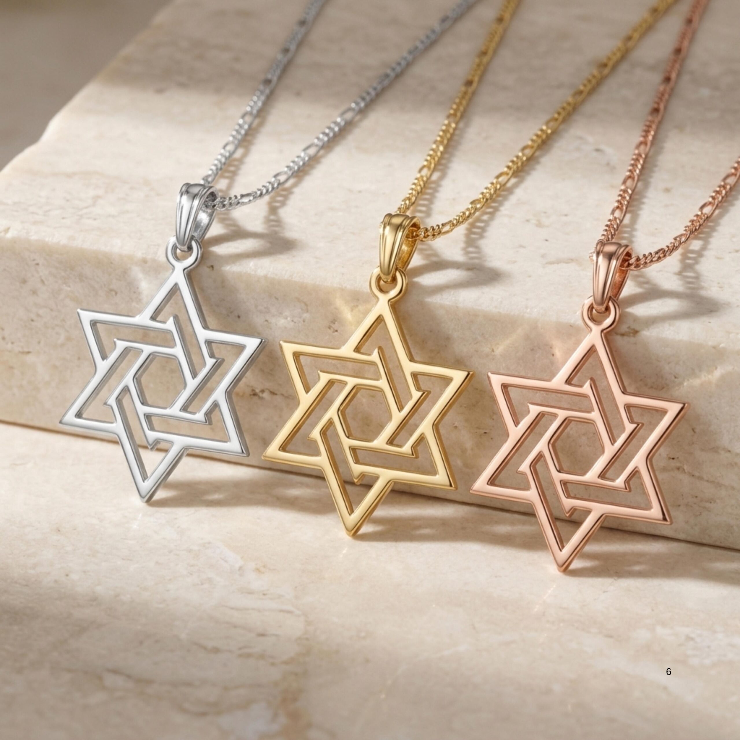 Sterling Silver Geometric Star of David Necklace, Handmade in Israel Sterling Silver Geometric Star of David Necklace, Handmade in Israel