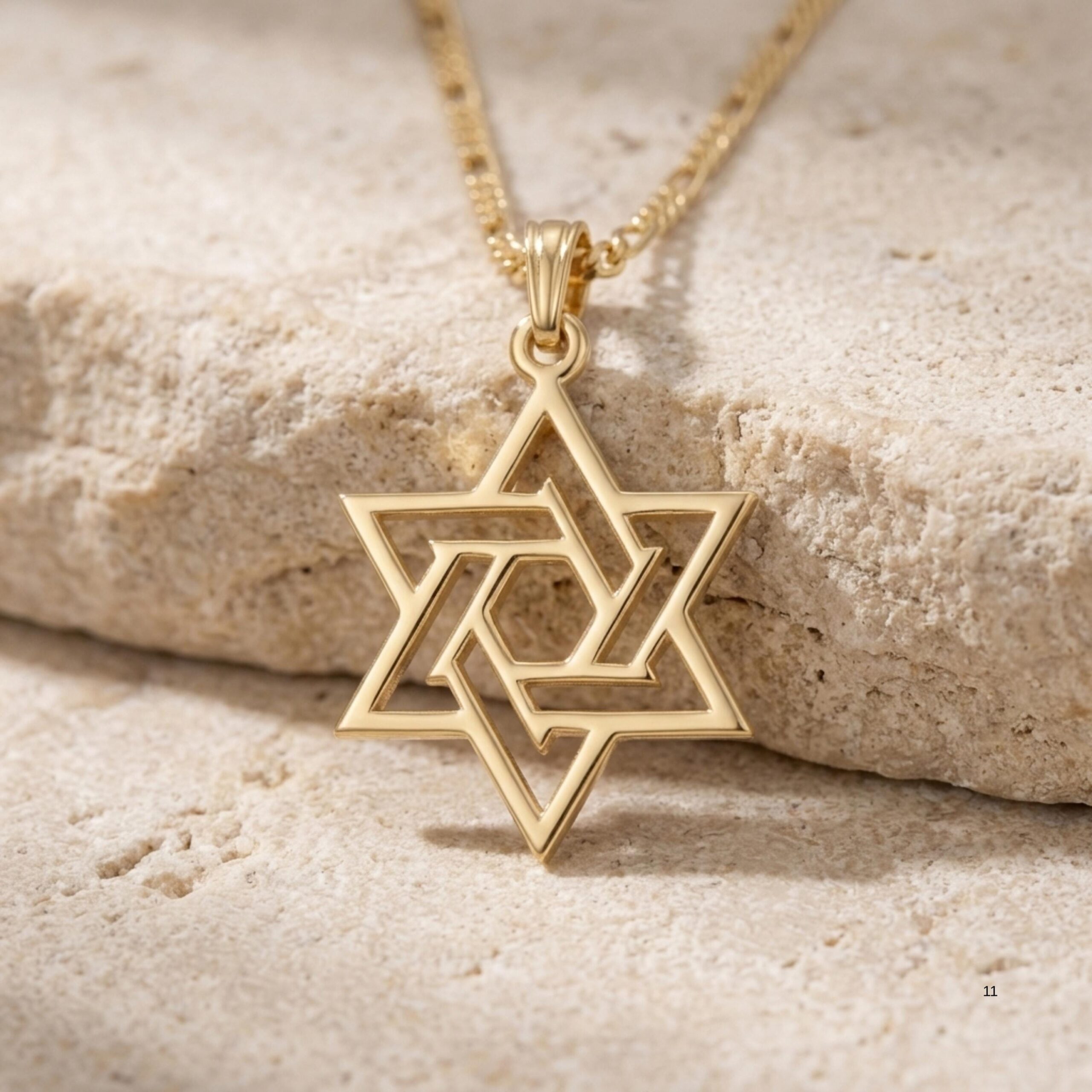 Sterling Silver Geometric Star of David Necklace, Handmade in Israel Sterling Silver Geometric Star of David Necklace, Handmade in Israel
