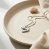 Sterling Silver Personalized Hebrew Name Necklace, Kotel Heart Jerusalem Design - handmade in Israel