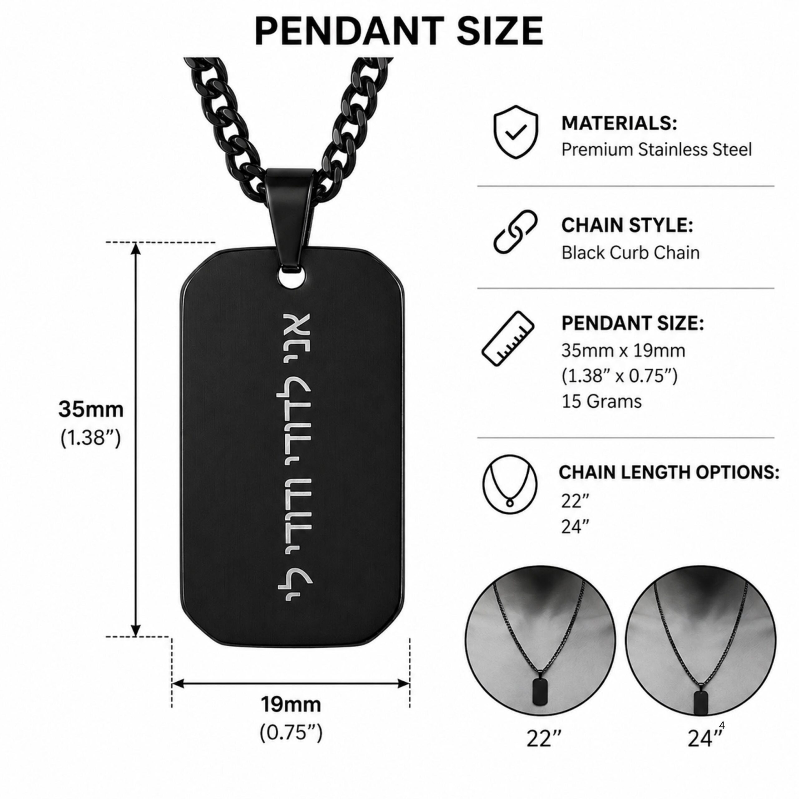 Black Dog Tag Necklace, Personalized Handwriting Engraving, Stainless Steel Black Dog Tag Necklace, Personalized Handwriting Engraving, Stainless Steel