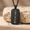 Personalized black dog tag necklace, engraved in Israel