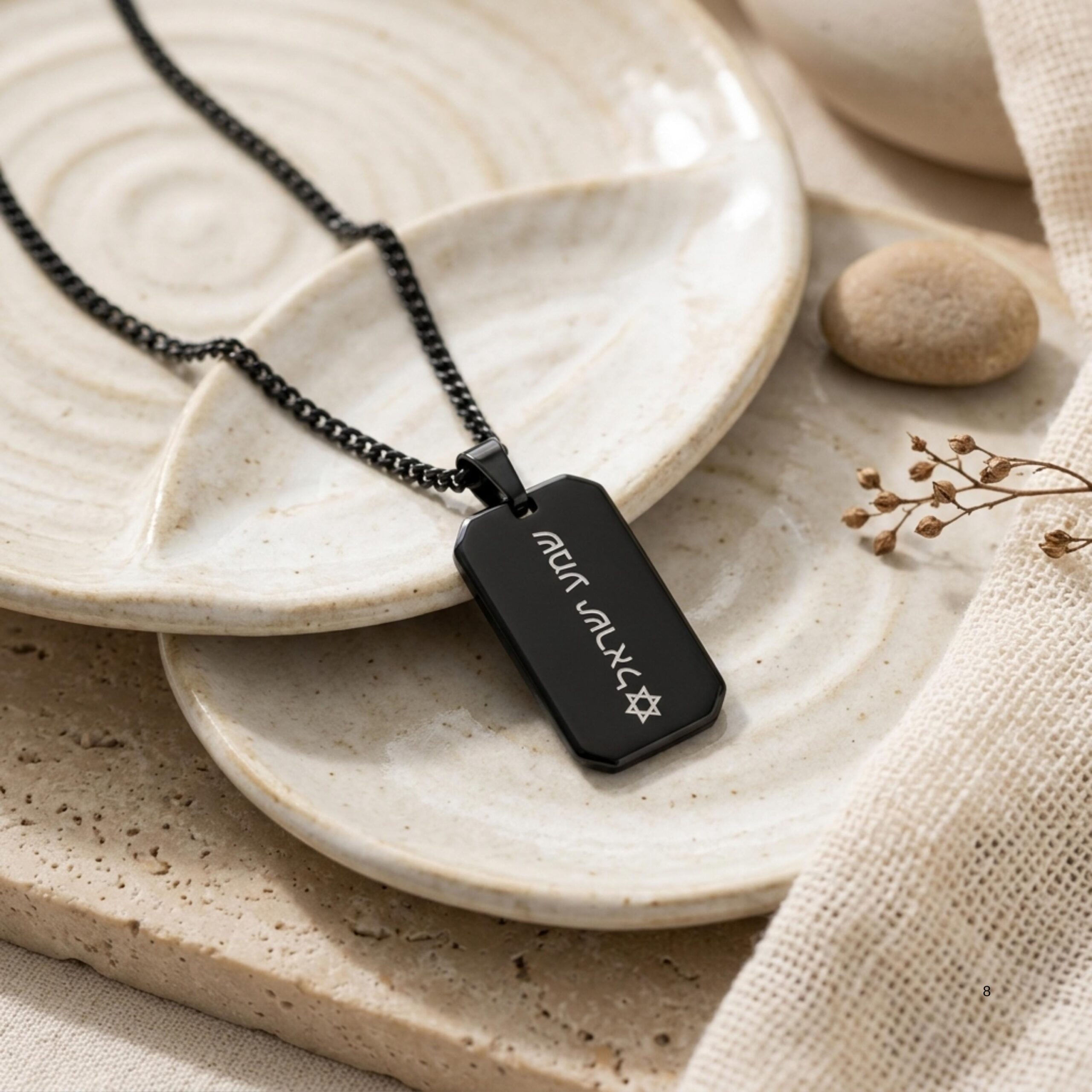 Black Dog Tag Necklace, Personalized Handwriting Engraving, Stainless Steel Black Dog Tag Necklace, Personalized Handwriting Engraving, Stainless Steel