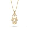 Sterling Silver Hamsa Necklace, 18mm Openwork Pendant, Gold Plated Finish, Handmade Israel - handmade in Israel