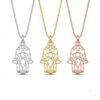 Sterling Silver Hamsa Necklace, 18mm Openwork Pendant, Gold Plated Finish, Handmade Israel - handmade in Israel