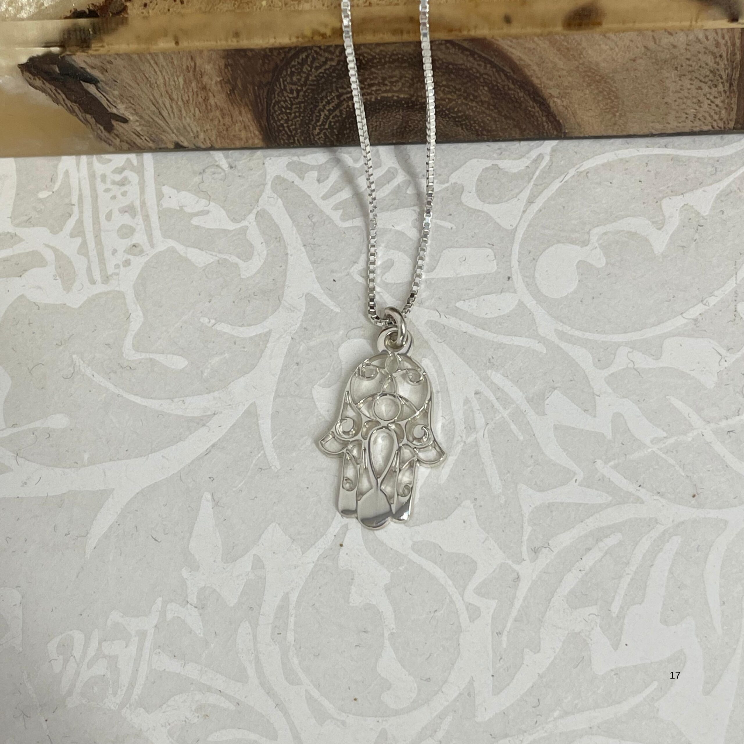 Sterling Silver Hamsa Necklace, 18mm Openwork Pendant, Gold Plated Finish Sterling Silver Hamsa Necklace, 18mm Openwork Pendant, Gold Plated Finish